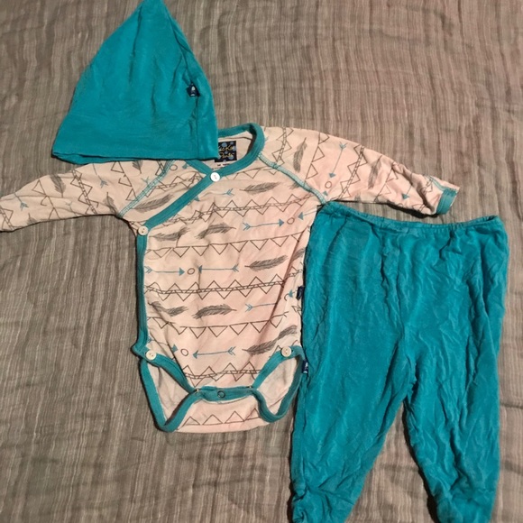 Kickee Pants VGUC kimono set sz 3-6m - Picture 1 of 2
